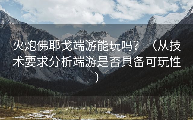 火炮佛耶戈端游能玩吗？（从技术要求分析端游是否具备可玩性）