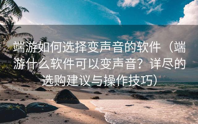 端游如何选择变声音的软件（端游什么软件可以变声音？详尽的选购建议与操作技巧）