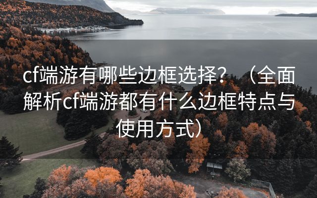 cf端游有哪些边框选择？（全面解析cf端游都有什么边框特点与使用方式）